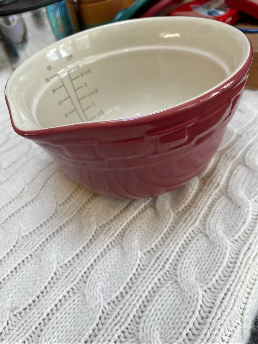 Longaberger Woven Traditions mixing/prep bowl Paprika color 25 oz/3 cups wet/dry